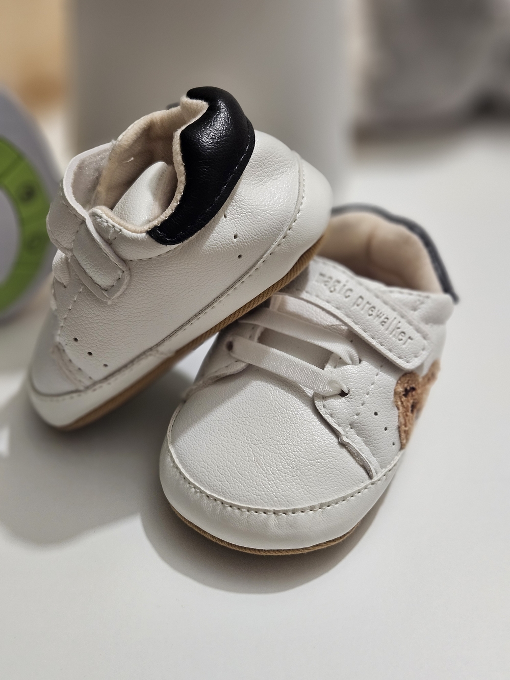 Classic White Kids Sneakers with Black Heel Accent